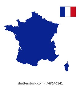 vector illustration of France map and flag