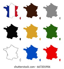 vector illustration of France maps and flag