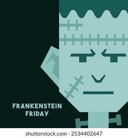 Ilustración vectorial del viernes de Frankenstein. Vector de diseño plano.