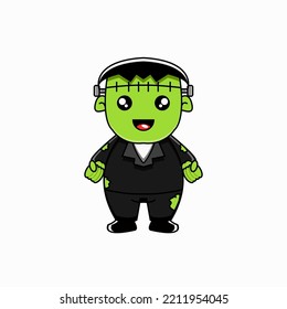 vector illustration of frankenstein wearing a suit