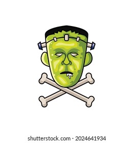 vector illustration Frankenstein zombie with the bone