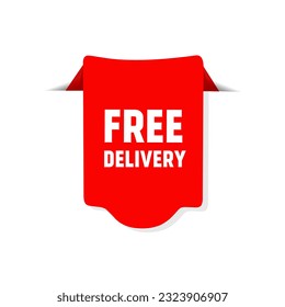 Vector illustration free delivery banner design. Red label