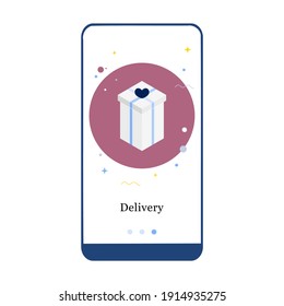 Vector illustration of Free Delivery Service, Free Shipping and Fast Delivery on the onboarding app screen and web concept. Interface UX, UI GUI screen template for app smart phone or web site banner.