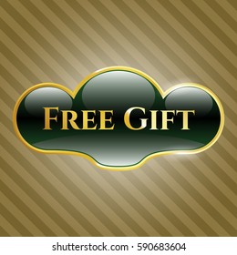 Vector Illustration of Free Gift Golden with Green Emblem Icon
