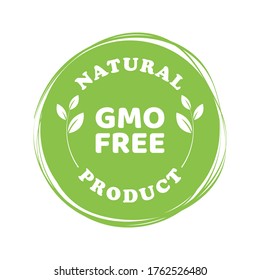 Vector illustration of a free GMO green emblem logo on a white background.