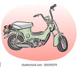 vector illustration of free hand sketch mini motorbike
