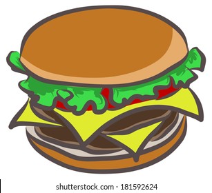 vector illustration of free hand sketch Hamburger