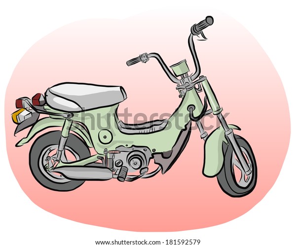 vector\
illustration of free hand sketch mini\
motorbike