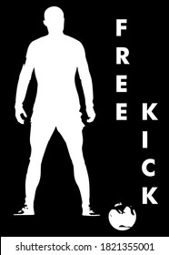 Vector illustration of free kick in football in silhouette style