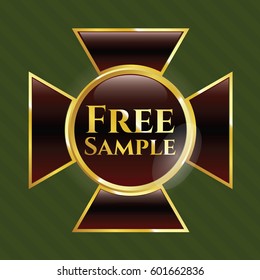 Vector illustration of  Free Sample shiny emblem icon in Maroon
