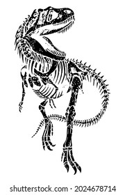 Vector Illustration In Free Traces Of Tyrannosaurus Rex Fossil.