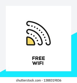 VECTOR ILLUSTRATION OF FREE WIFI LINE ICON SET