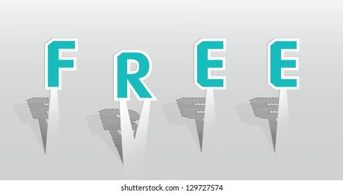 Vector illustration of free word