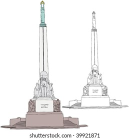 Vector illustration of Freedom Monument in Riga