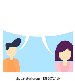 Vector illustration of freedom of opinion between men and women.Flat Style Design. Free space to text.