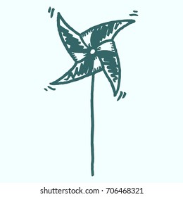 Vector illustration freehand drawn cartoon windmill