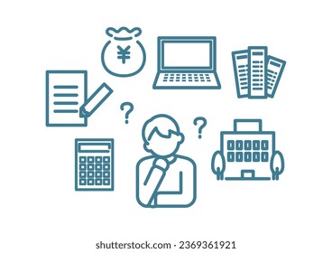 Vector illustration of freelance and work document set.