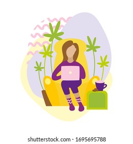Vector illustration of freelancer in the armchair