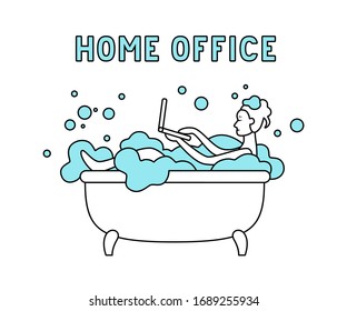 Ilustración vectorial del freelancer en el baño