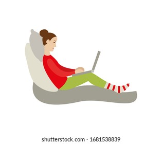 Vector illustration of freelancer in the bed