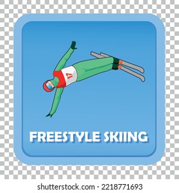 Ilustración vectorial Signo de esquí estilo libre. Deporte de invierno