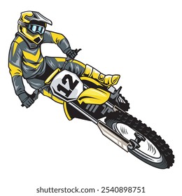 Vector Illustration of Freestyle Trail Motorcycle Rider with Detailed Illustration 