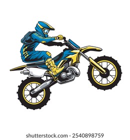 Vector Illustration of Freestyle Trail Motorcycle Rider with Detailed Illustration 