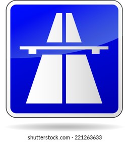 Vector illustration of freeway blue sign on white background
