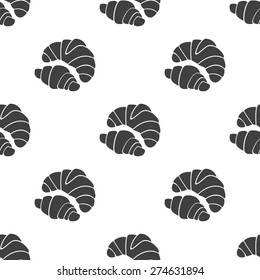 Vector illustration of  french croissant icon on white background. Seamless Pattern.