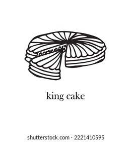 Vector illustration of a French dish - king cake. Dishes for Christmas and New Year.