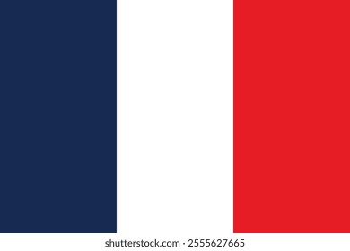 Vector illustration of the French flag in its original 2:3 aspect ratio, featuring three vertical stripes in blue, white, and red. Clean and precise design for various applications.