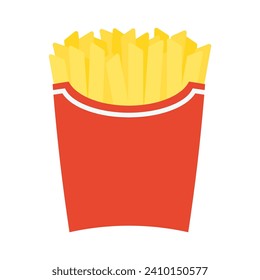 vector illustration of french fries in a box on white for banners, cards, flyers, social media wallpapers, etc.