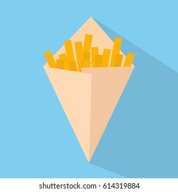 vector illustration of french fries in cone