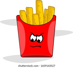 Vector Illustration French Fries with 'Kawaii' Curious Face Expressions