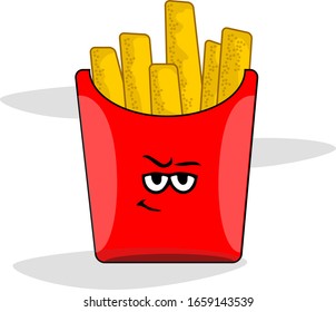 Vector Illustration French Fries with 'Kawaii' Indecision face Expressions