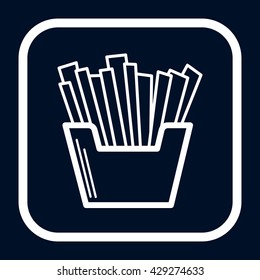 vector illustration of french fries line icon black and white