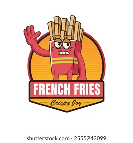 Vector Illustration of French Fries Mascot with Retro Mascot Illustration Available for Logo Badge