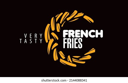 Vector illustration of French fries on a black background