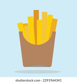 Vector Illustration french fries with packaging flat design.