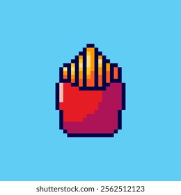 Vector Illustration of French fries with Pixel Art Design, perfect for game assets themed designs