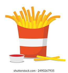 Vector Illustration of French Fries With Tomato Sauce