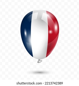 Vector illustration of French Guiana country flag balloon on transparent background (PNG). Flying flag balloons for Independence Day celebrations.