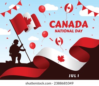 Vector illustration of a French language Bonne Fête du Canada greeting web banner design template. Use for July 1st celebration poster