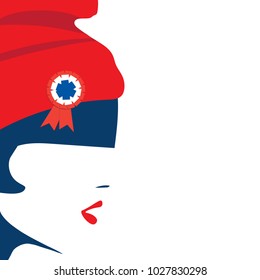 Vector illustration for French National Day or The Fourteenth of July, also called Bastille Day: The national symbol of France and French revolution Marianne and a space for copy or text.