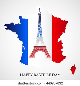 Vector illustration of French National Day, July 14, Bastille Day.