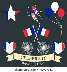 Vector illustration of French National Day, July 14, Bastille Day.