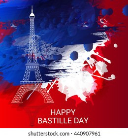 Vector illustration of French National Day, July 14, Bastille Day.