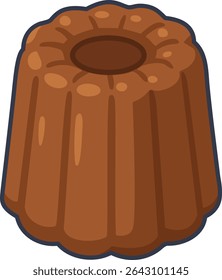 Ilustração vetorial de uma massa canelé francesa com acabamento brilhante.