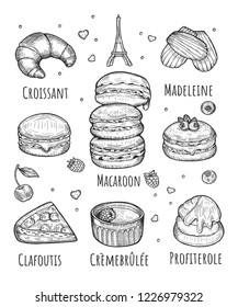 Vector Illustration French Pastry Set Cookies Stock Vector (Royalty ...