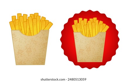 Vector illustration of a french potatos on isolated background. Vector illustration of a fries potato in retro style.